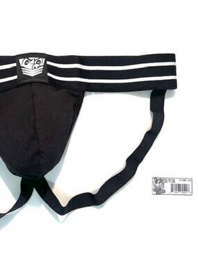 FORT TROFF Size XXL - Cotton Blend Major League Jockstrap - Black/White